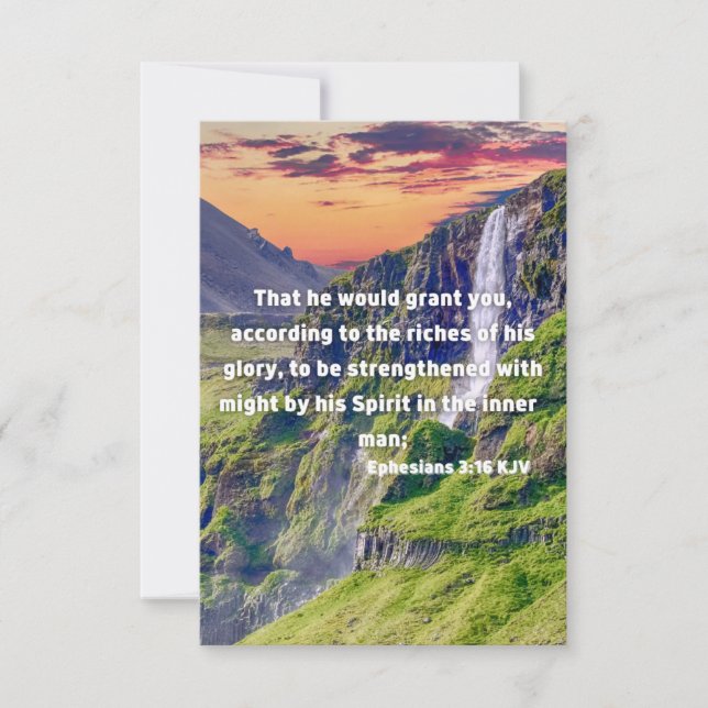 Cartão Ephesianos 3:16 Bíblia KJV Verse Pic Saudação Plan (Frente)