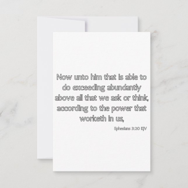 Cartão Ephesianos 3:20 Bíblia KJV Verse Flat Greeting (Frente)