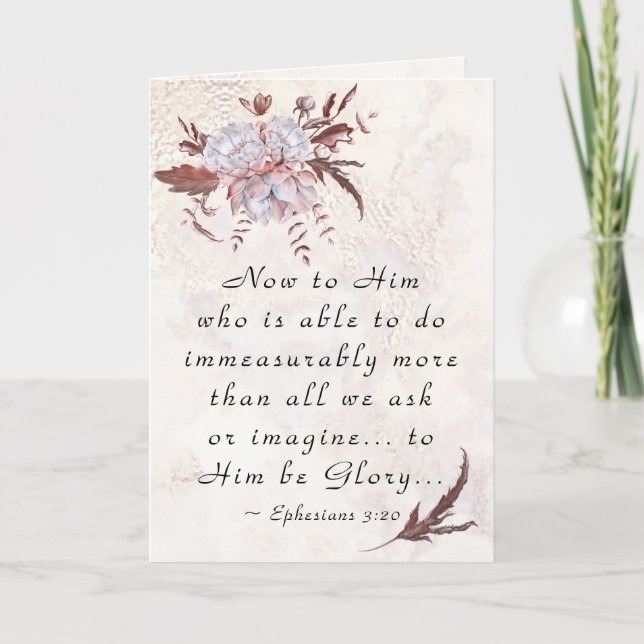Cartão Ephesianos 3:20 Para Ele, que é capaz de fazer mai (Frente)