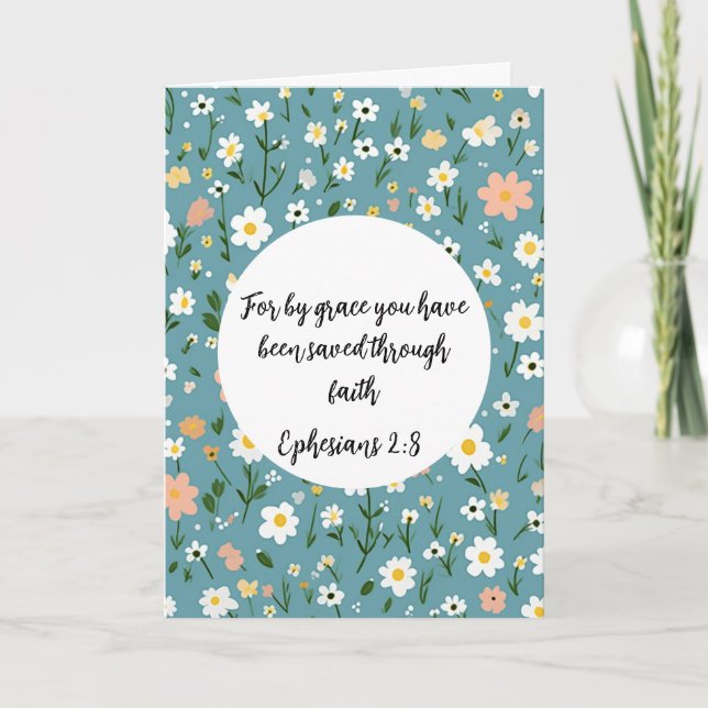 Cartão Ephesians 2:8 Christian Greeting Card (Frente)