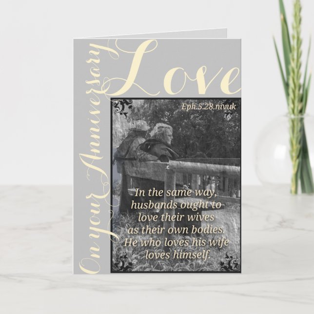 Cartão Ephesians 5:28 and  1John 4:19 anniversary  card (Frente)