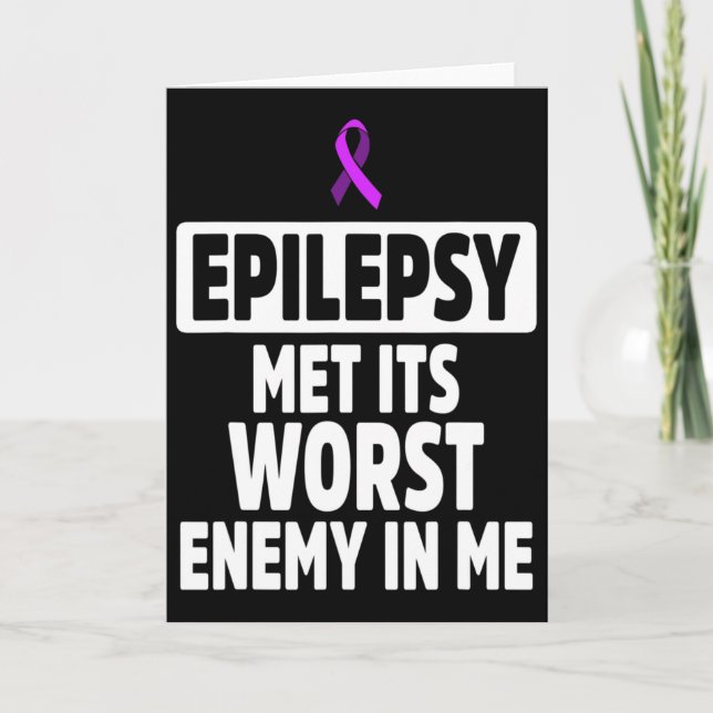 Cartão Epilepsy Awareness Enemy Epileptic Warrior Survivo (Frente)