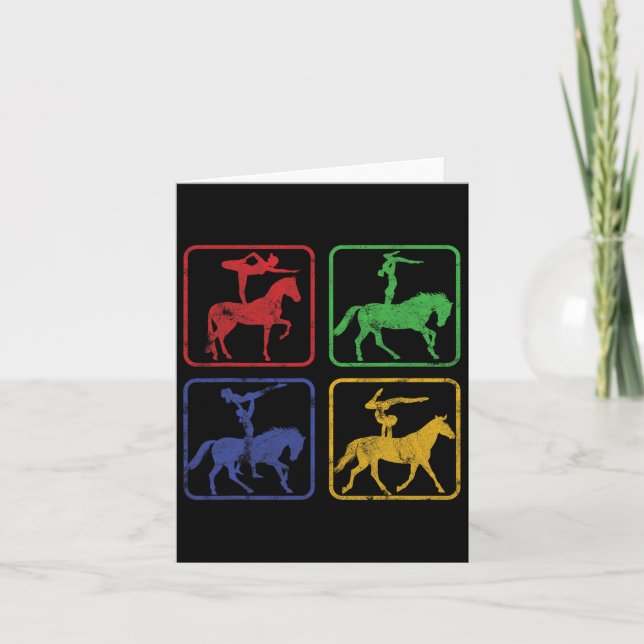 Cartão Equestrian Vaulting Horseback Riding Horses Dressa (Frente)