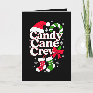 Cartão Equipe Candy Cane Natal Chapéu do Papai Noel Floco