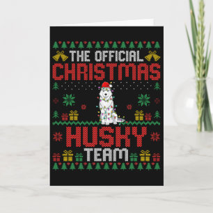 Cartão Equipe de Husky de Natal - Husky Usando Chapéu de