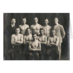 Cartão Equipe de luta masculina do vintage