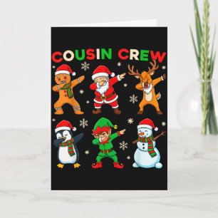 Cartão Equipe de Primos Dabbing Papai Noel Amigos Elfos N