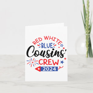 Cartão Equipe de Primos Vermelho Branco e Azul 4 de Julho