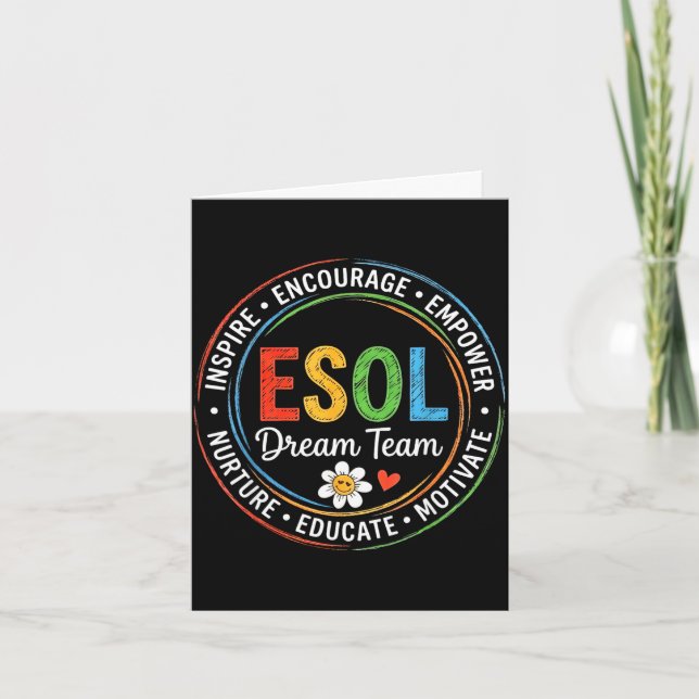 Cartão Equipe de sonho de professores e alunos de esol Gr (Frente)