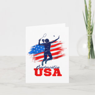 Cartão Equipe de Suporte Badminton EUA Bandeira Americana