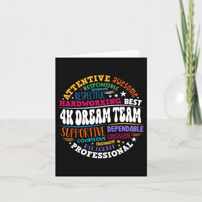 Cartão Equipe dos Sonhos Groovy 4k Professora Jardim de I (Frente)