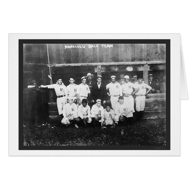 Cartão Equipe Honolulu de Baseball em 1910 (Frente Horizontal)