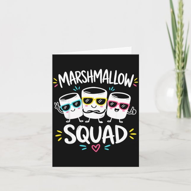 Cartão Equipe marshmallow fogueira familiar  (Frente)