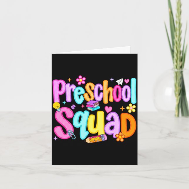 Cartão Equipe préppy de pré-escola de volta à escola pré- (Frente)