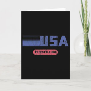 Cartão Equipe Retro EUA Esqui Estilo Livre Americano Esqu