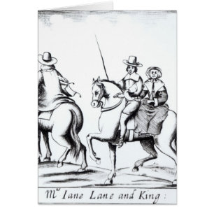 Cartão Equitação da Sra. Jane Pista com rei Charles II