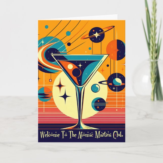Cartão Era Espacial Bem-vindo ao Clube do Martini Atômico (Frente)