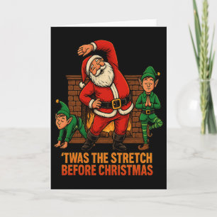 Cartão Era o Estiramento Antes do Natal Yoga Papai Noel E