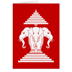 Cartão Erawan Three Headed Elephant Lao / Laos Flag