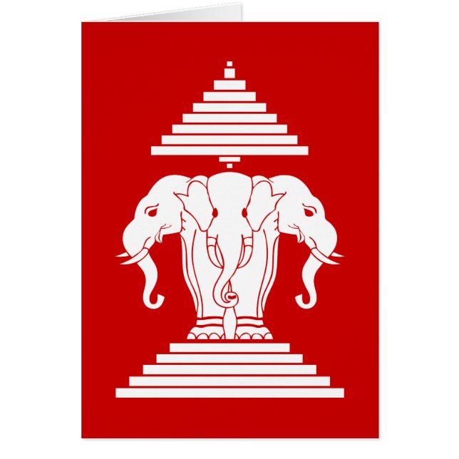 Cartão Erawan Three Headed Elephant Lao / Laos Flag (Frente)