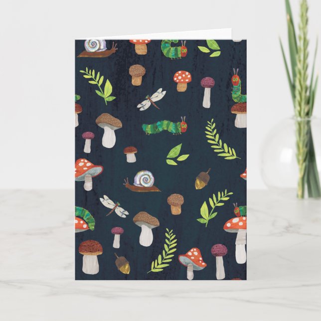 Cartão Eric Carle | Padrão de insetos e Cogumelos (Frente)