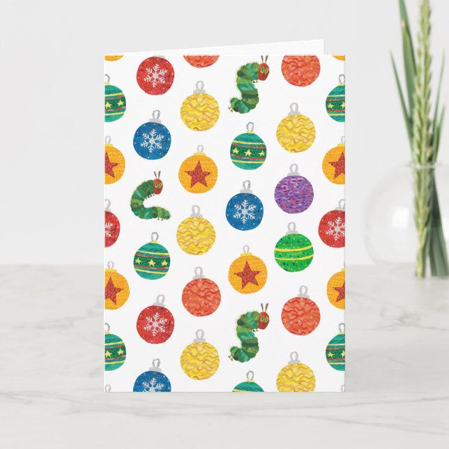 Cartão Eric Carle | Padrão de Natal da Lagarta (Frente)