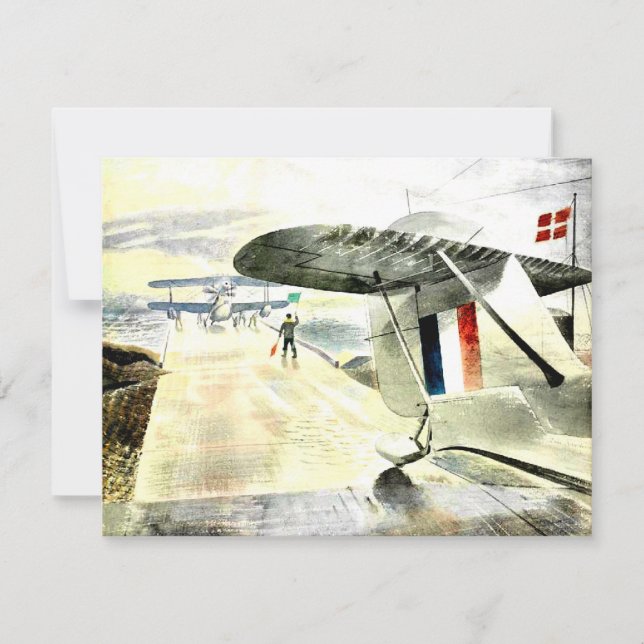 Cartão Eric Ravilious art, Walrus Aircraft em Slipway (Frente)