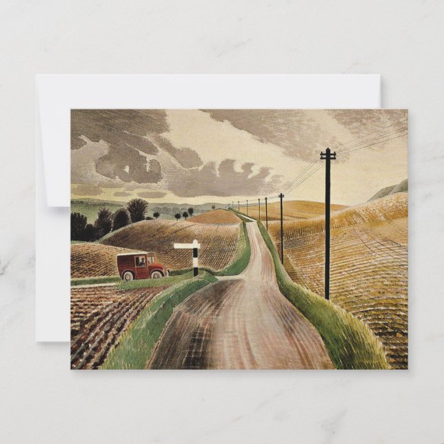 Cartão Eric Ravilious art, Wiltshire Landscape (Frente)
