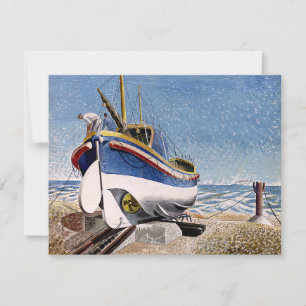 Cartão Eric Ravilious - barco salva-vidas em Adelburgh