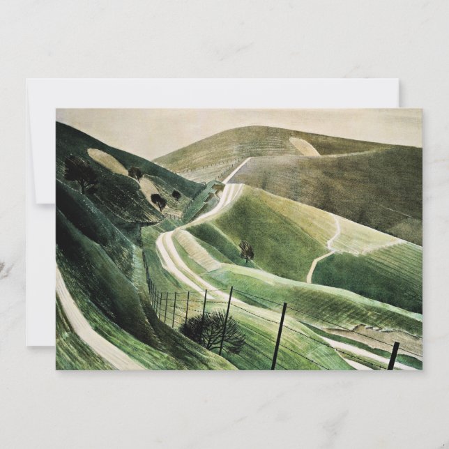 Cartão Eric Ravilious - Chalk Paths, (Frente)