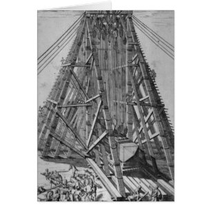Cartão Erigindo o Obelisk egípcio antigo