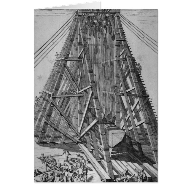 Cartão Erigindo o Obelisk egípcio antigo (Frente)