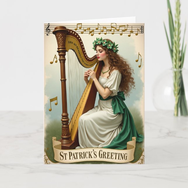 Cartão Erin Go Bragh Harp Music Card (Frente)