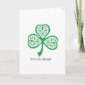 Cartão Erin Go Bragh shamrock with celtic knotwork
