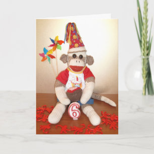Cartão Ernie the Sock Monkey 6 Birthday Card