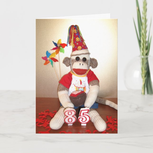 Cartão Ernie the Sock Monkey 85th Birthday Card (Frente)