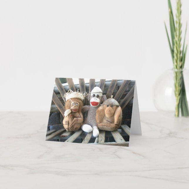 Cartão Ernie the Sock Monkey and Friends Note Card (Frente)