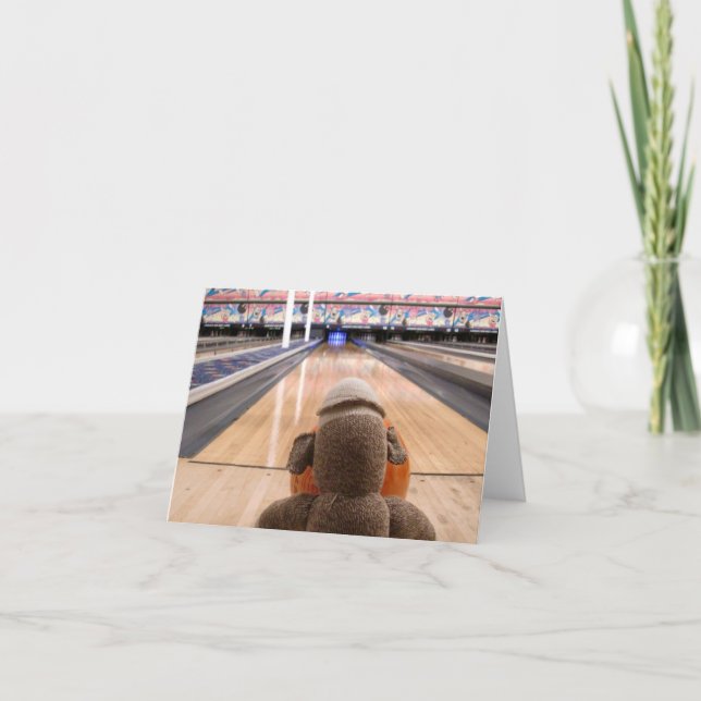 Cartão Ernie the Sock Monkey Boliche Note Card (Frente)