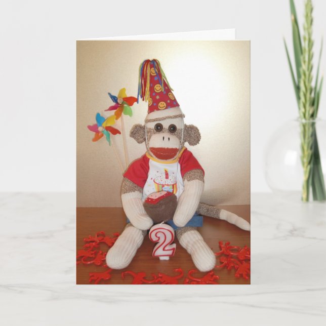 Cartão Ernie the Sock Monkey segundo aniversário Card (Frente)