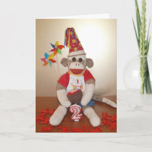 Cartão Ernie the Sock Monkey segundo aniversário Card