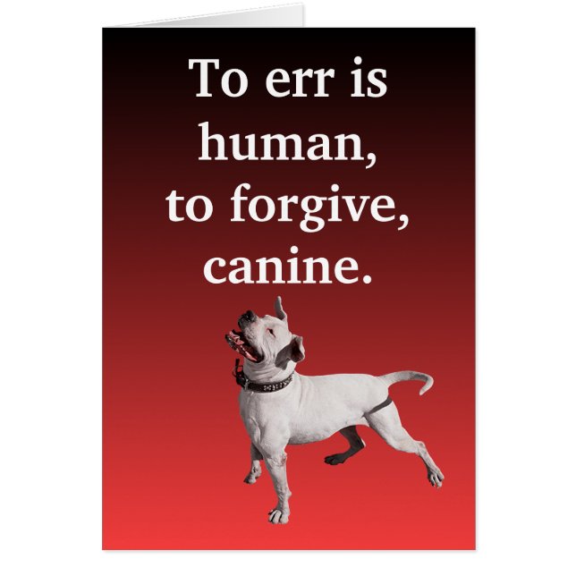 Cartão Errar é humano, para perdoar, canino (Frente)
