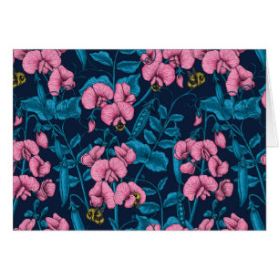 Cartão Ervilhas doces e espécimes do gênero Bombus spp.,