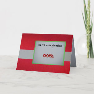 Cartão - Es cumpleaños - Vermelho/Cinza/Verde