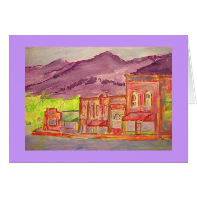 Cartão esboço de aquarela da cidade de montanha (Frente Horizontal)