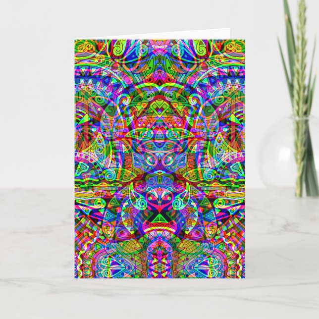 Cartão Esboço de arte fantástica - Abstrato Neon Shift 3 (Frente)