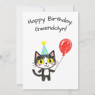 Cartão Esboço de Arte Infantil de Gato Smoking para Anive