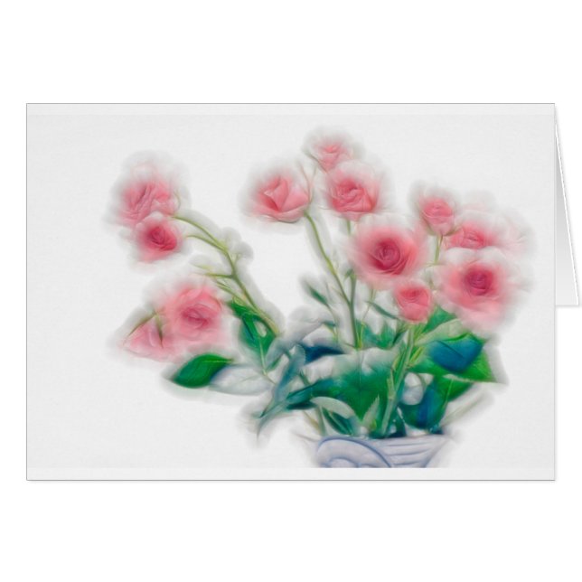 Cartão Esboço do buquê cor-de-rosa (Frente Horizontal)