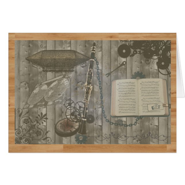 Cartão Escapade de Steampunk do clarinete (Frente Horizontal)