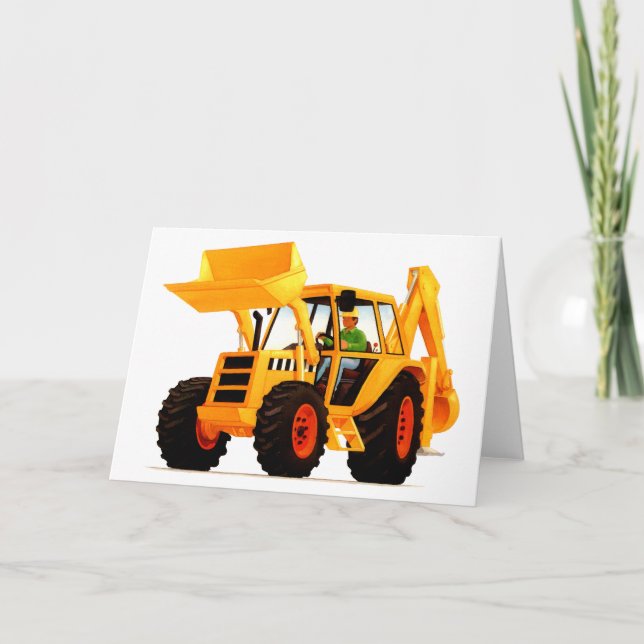 Cartão Escavadeira Amarela Infantil (Frente)