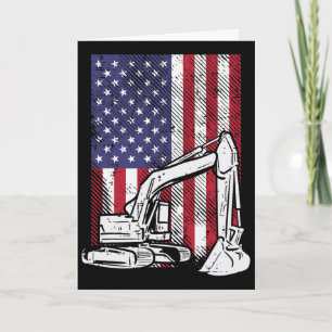 Cartão Escavadeira Americana Quarto Meninos 4 de Julho Cr